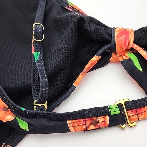 Eidon SGS Sports One Piece Cut Out Bathing Suit Black Peaches Print Size Small - Picture 8 of 15